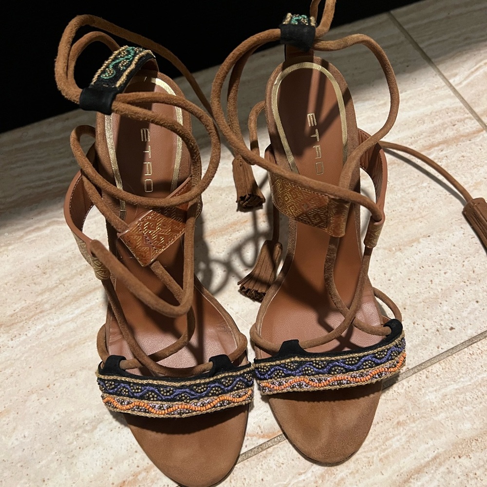 Etro brown boho heels